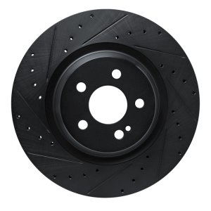 Mercedes-Benz GLS580 Brake Rotor (1) - Rear Left - R1 Concepts - Drilled & Slotted - Black - `20-`26